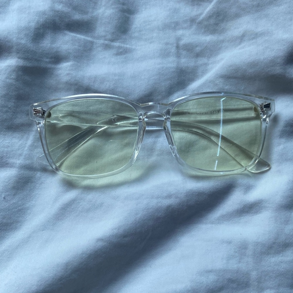 clear square frame blue light glasses